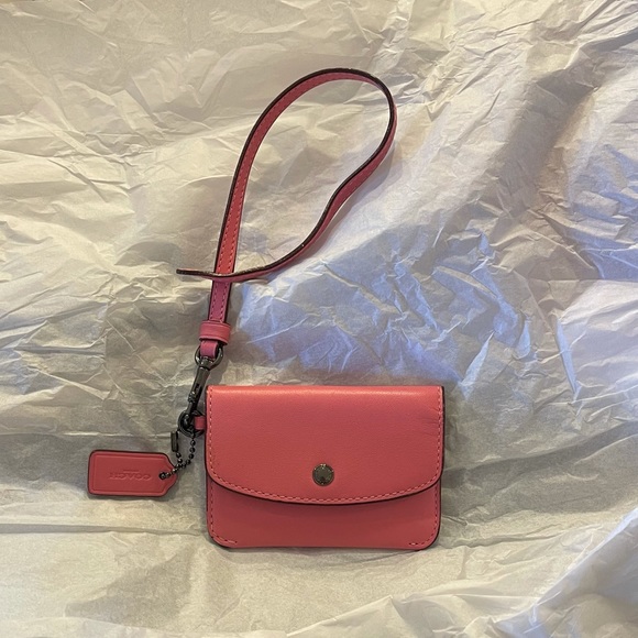 Coach 1941 Card Pouch Dk/Bright Pink Glovetanned - Picture 6 of 12